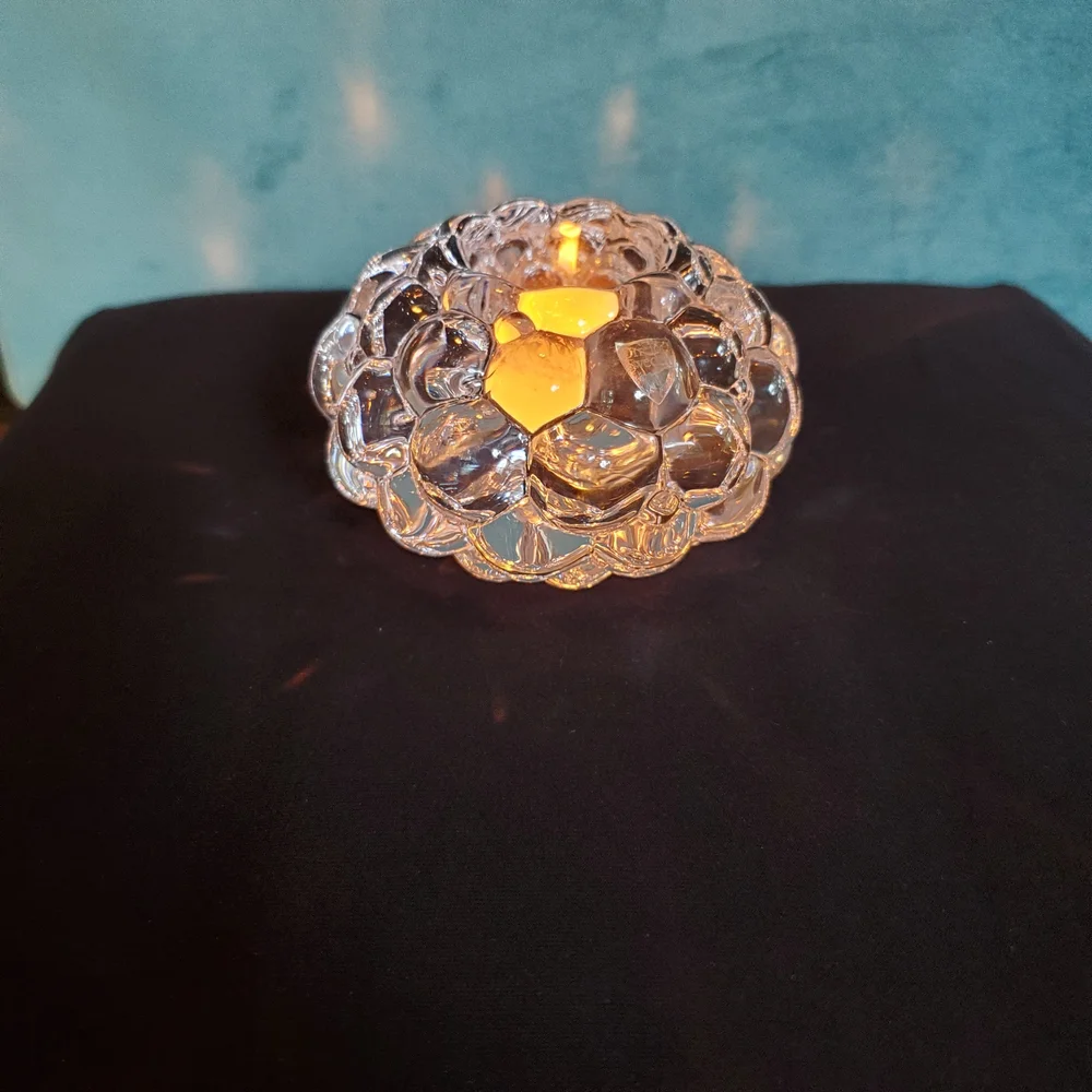 Orrefors - Raspberry Hallon Crystal Votive Candle Holder 1992 Anne Nilsson
